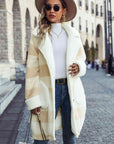 Gray Plaid Button Down Coat with Pockets