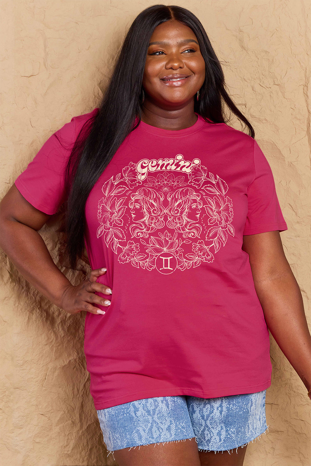 Maroon Simply Love Full Size GEMINI Graphic T-Shirt Sentient Beauty Fashions Apparel &amp; Accessories