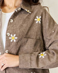 Rosy Brown J.NNA Flower Pattern Corduroy Button Down Shirt