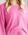 Hot Pink Long Sleeve Lounge Top and Drawstring Pants Set Sentient Beauty Fashions Apparel & Accessories