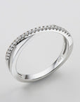 Light Gray 925 Sterling Silver Crisscross Moissanite Ring Sentient Beauty Fashions