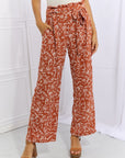 Light Gray Heimish Right Angle Full Size Geometric Printed Pants in Red Orange Sentient Beauty Fashions Apparel & Accessories
