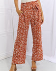 Light Gray Heimish Right Angle Full Size Geometric Printed Pants in Red Orange