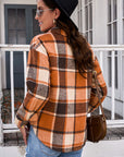 Dark Gray Plaid Pocketed Button Up Jacket Sentient Beauty Fashions Apparel & Accessories