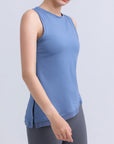 Light Gray Round Neck Sleeveless Sports Tank Top Sentient Beauty Fashions Apparel & Accessories