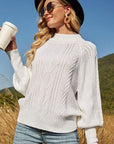 Gray Ribbed Mock Neck Lantern Sleeve Sweater