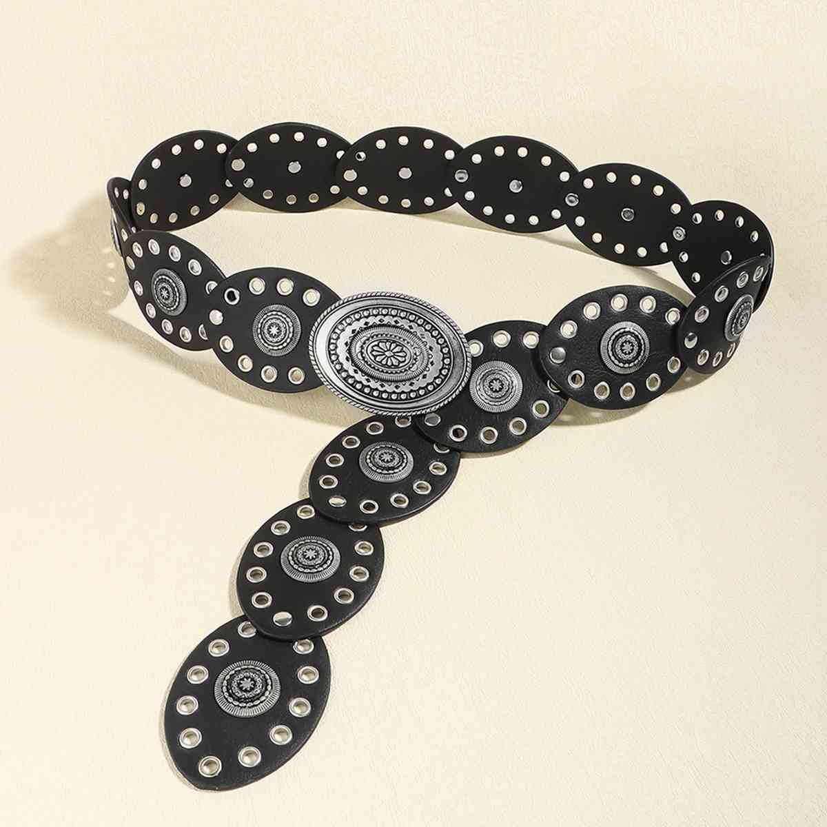 Dark Slate Gray Oval PU Belt Sentient Beauty Fashions *Accessories