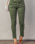 Rosy Brown Baeful Button Fly Hem Detail Skinny Jeans Sentient Beauty Fashions pants