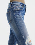 Dark Slate Gray BAYEAS Full Size High Waist Distressed Paint Splatter Pattern Jeans Sentient Beauty Fashions Apparel & Accessories