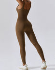 Light Gray Wide Strap Sleeveless Active Jumpsuit Sentient Beauty Fashions Apparel & Accessories