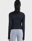 Dark Slate Gray Zip-Up Long Sleeve Sports Jacket Sentient Beauty Fashions Activewear