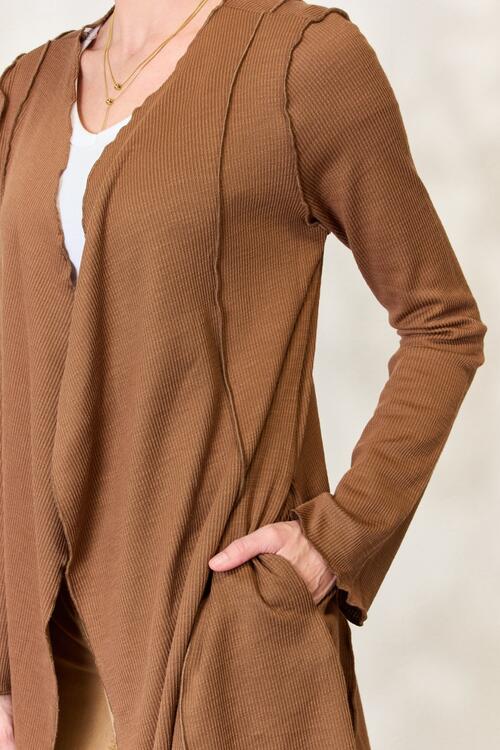 Sienna Culture Code Full Size Open Front Long Sleeve Cardigan Sentient Beauty Fashions Apparel &amp; Accessories