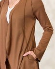 Sienna Culture Code Full Size Open Front Long Sleeve Cardigan Sentient Beauty Fashions Apparel & Accessories