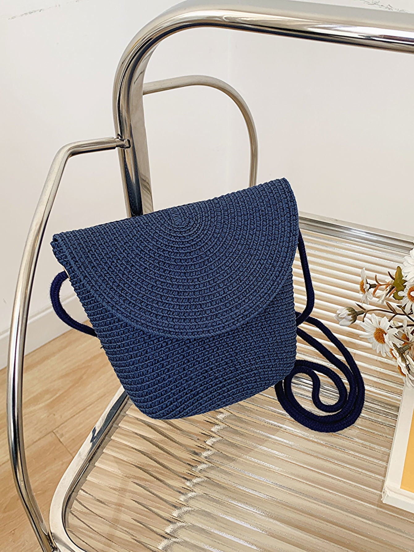 Light Gray Crochet Shoulder Bag Sentient Beauty Fashions Apparel & Accessories