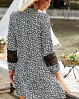 Gray Floral Notched Neck Spliced Lace Dress Sentient Beauty Fashions Apparel & Accessories