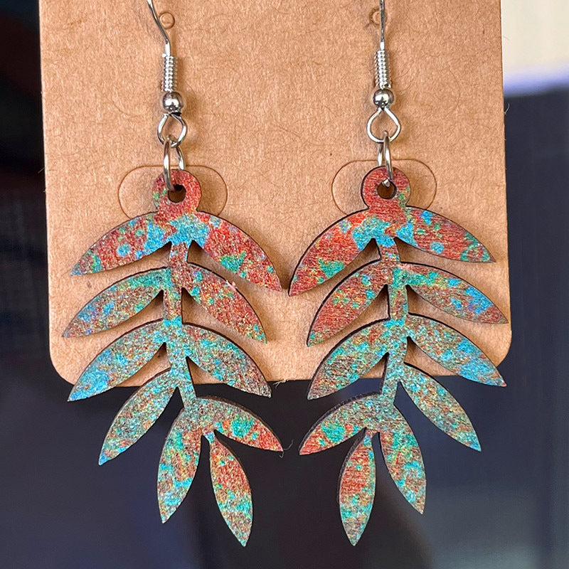 Rosy Brown Wooden Dangle Earrings Sentient Beauty Fashions earrings
