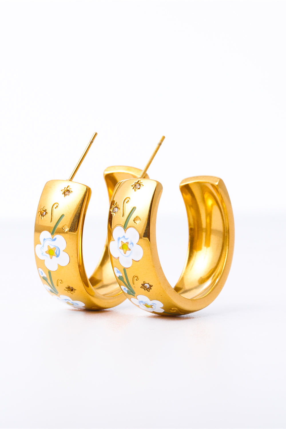 Goldenrod Stainless Steel 18K Gold Plated Ring Shape C-Hoop Earrings Sentient Beauty Fashions jewelry