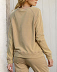 Rosy Brown Round Neck Long Sleeve Sweatshirt Sentient Beauty Fashions Apparel & Accessories