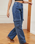 Gray Pocketed Wide Leg Jeans Sentient Beauty Fashions Apparel & Accessories