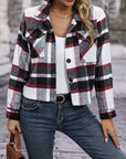 Dark Slate Gray Plaid Button Up Jacket with Pockets Sentient Beauty Fashions Apparel & Accessories