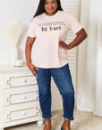 Light Gray Simply Love Slogan Graphic Cuffed T-Shirt Sentient Beauty Fashions Apparel & Accessories
