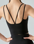 Black Double Strap Sports Cami Sentient Beauty Fashions Apparel & Accessories