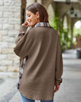 Dark Gray Plaid Collared Dropped Shoulder Jacket Sentient Beauty Fashions Apparel & Accessories