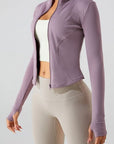 Gray Zip Up Mock Neck Active Outerwear Sentient Beauty Fashions Apparel & Accessories