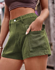 Dim Gray High-Waist Denim Shorts with Pockets