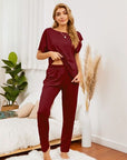 Light Gray Round Neck Top and Pants Lounge Set Sentient Beauty Fashions Apparel & Accessories