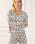 Antique White Polka Dot Notched Neck Top and Shorts Set Sentient Beauty Fashions Sleepwear
