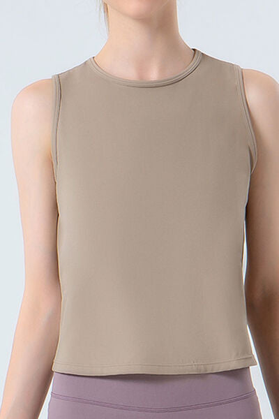 Rosy Brown Round Neck Active Tank Sentient Beauty Fashions Apparel &amp; Accessories