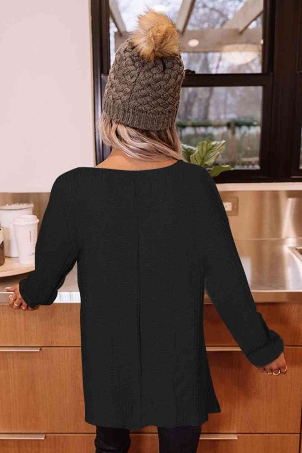 Black Double Take Buttoned Boat Neck Long Sleeve Blouse Sentient Beauty Fashions Apparel & Accessories