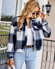 Gray Double Take Plaid Button Front Dropped Shoulder Collared Jacket Sentient Beauty Fashions Apparel & Accessories