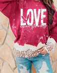 Gray LOVE EVERYBODY Leopard Round Neck Sweatshirt Sentient Beauty Fashions Apparel & Accessories