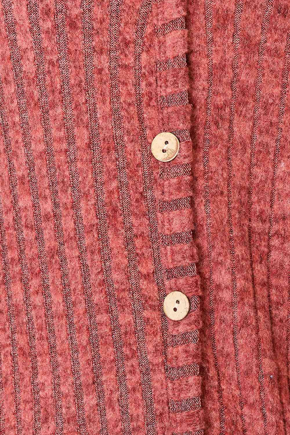 Maroon Double Take Ribbed Button-Up Cardigan with Pockets Sentient Beauty Fashions Apparel &amp; Accessories