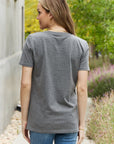 Dim Gray Simply Love Flower Graphic Round Neck Cotton Tee Sentient Beauty Fashions Apparel & Accessories
