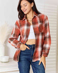 Light Gray Double Take Plaid Collared Neck Long Sleeve Shirt Sentient Beauty Fashions Apparel & Accessories