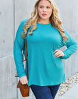 Light Sea Green Basic Bae Full Size Round Neck Dropped Shoulder T-Shirt Sentient Beauty Fashions Apparel & Accessories
