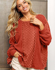 Sienna BiBi Checkered Spliced Long Sleeve Top Sentient Beauty Fashions Apparel & Accessories