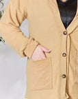 Tan Heimish Full Size Button Up Long Sleeve Cardigan Sentient Beauty Fashions Apparel & Accessories