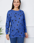 Light Gray Star Print Round Neck Dropped Shoulder Sweatshirt