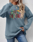 Dim Gray FELIZ NAVIDAD Round Neck Drop Shoulder Sweatshirt