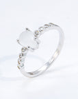 White Smoke Teardrop Natural Moonstone Ring Sentient Beauty Fashions jewelry