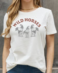 Light Gray Simply Love WILD HORSES Graphic Cotton T-Shirt Sentient Beauty Fashions tees