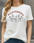 Light Gray Simply Love WILD HORSES Graphic Cotton T-Shirt