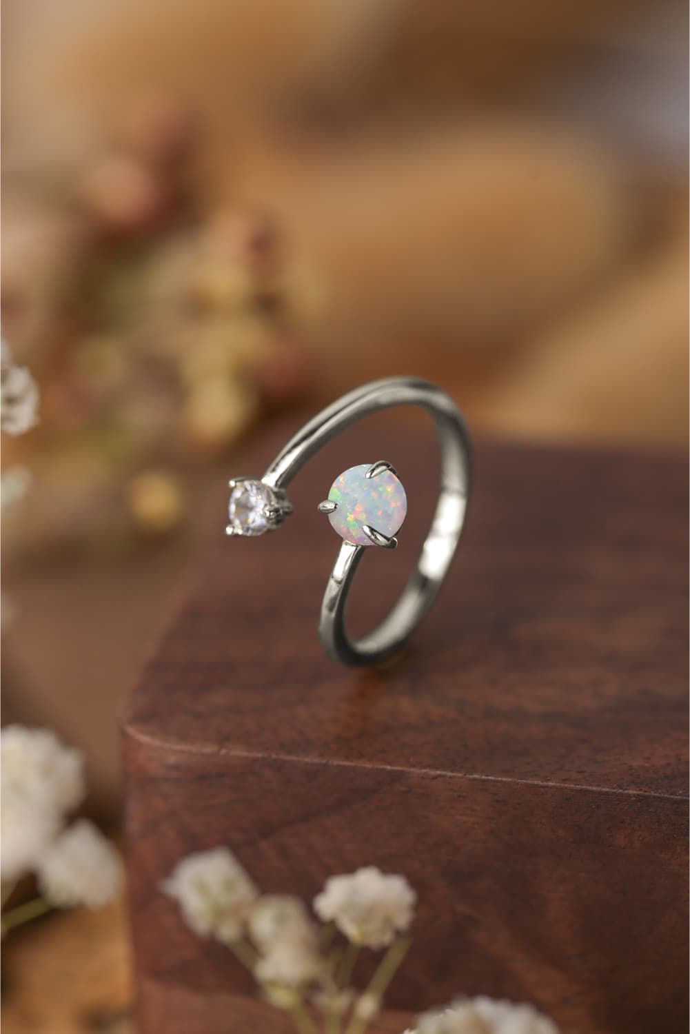 Dark Olive Green Opal 925 Sterling Silver Bypass Ring