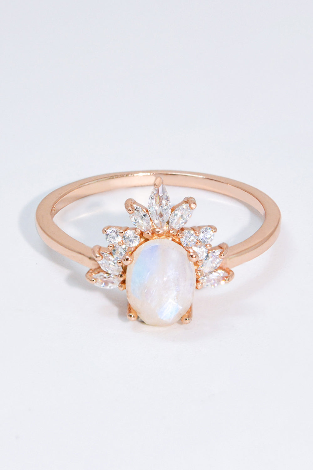 Lavender 18K Rose Gold-Plated Natural Moonstone Ring Sentient Beauty Fashions rings