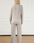 Light Gray Ribbed V-Neck Top and Pants Lounge Set Sentient Beauty Fashions Apparel & Accessories