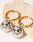 Antique White 18K Gold-Plated Copper Ball Drop Earrings